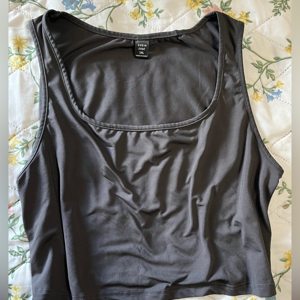 SHEIN Women's Gray Sleeveless Cropped Top